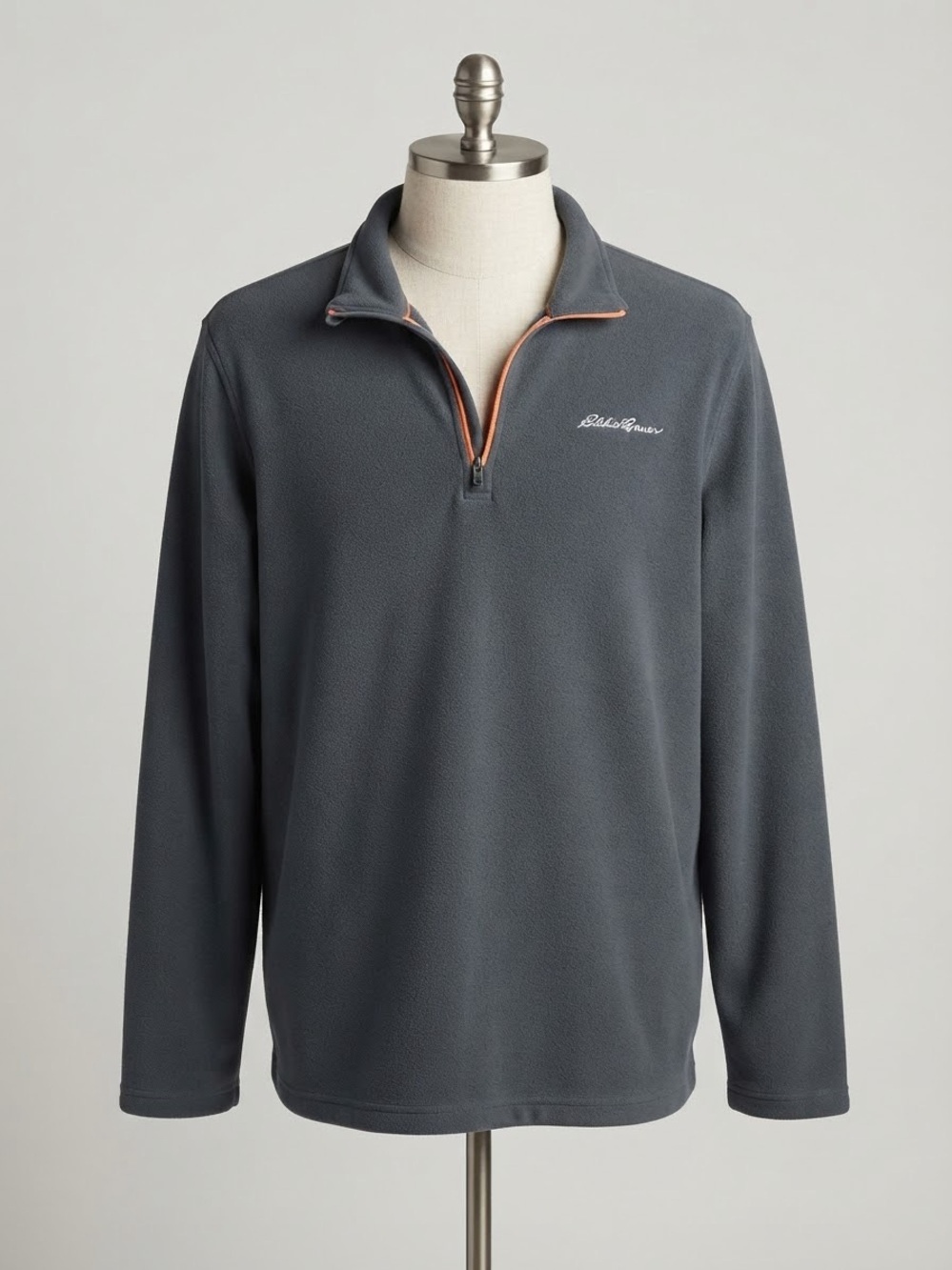 Eddie Bauer Charcoal Quarter-Zip Fleece with Contrast Zip Trim